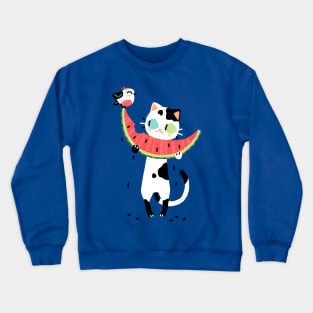 Watermelon Cat Crewneck Sweatshirt